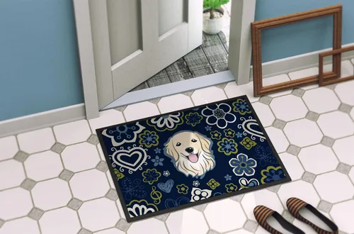 Vista 4 de Caroline's Treasures BB5056JMAT - Felpudo de 24 x 36 pulgadas, diseño de flores azules, para interiores y exteriores, para entrada, antideslizante