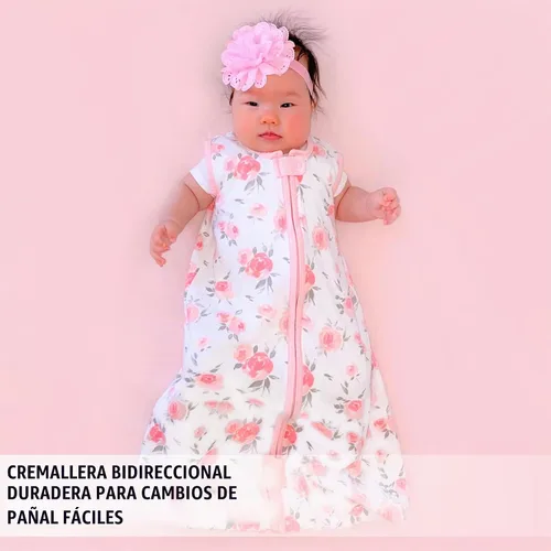 Vista 3 de Manta de algodón orgánico para bebé, saco de dormir 0.5 TOG 0-6 meses, paquete de 2 unidades Rosette