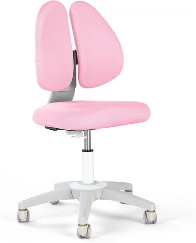 Vista 10 de Silla de escritorio para niños, altura y profundidad del asiento, silla de estudio ajustable con giro de 360°, ruedas de freno para sentarse