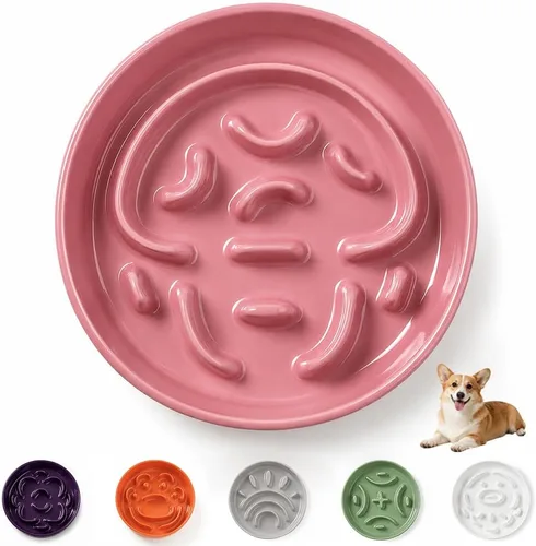 Vista 9 de Cuenco elevado para perros de alimentación lenta, 0.8 tazas de cerámica elevado con soporte inoxidable, cuenco elevado para perros de 6.3 pulgadas
