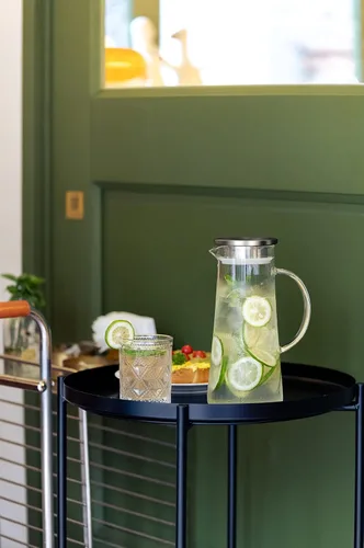 Vista 7 de SUSTEAS Jarra de Vidrio de 1.5 Litros 51oz con Tapa, Fácil de Limpiar, Jarra de Agua de Vidrio Resistente al Calor con Asa para Bebidas