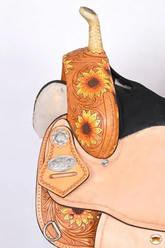 Vista 6 de HILASON Flex Tree Western Horse Saddle American Leather Trail Sillín Americano Sillín de Cuero Sillín Western Sillín para caballos Sillín