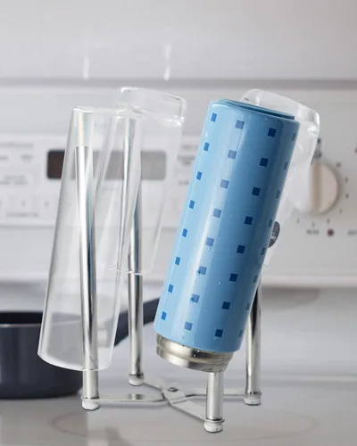 Vista 6 de Soporte para soporte de cocina, estante de secado de bolsas de plástico, tazas multifuncionales para encimera, botellas, estante de secado