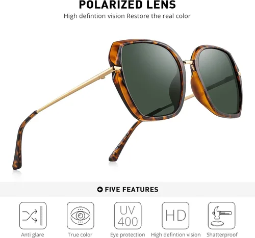 Vista 5 de OLIEYE - Lentes de sol polarizados para mujer, con protección UV400, anteojos de moda
