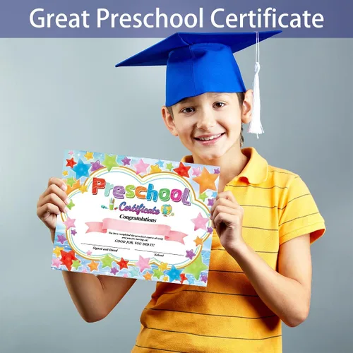 Vista 5 de Fancy Land Certificados de graduación Certificado de grado preescolar, diploma preescolar, promoción de jardín de infantes, recompensa de estrella