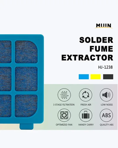 Vista 8 de MUIN Extractor de humos de soldadura, 3 etapas de filtración de soldadura absorbente de humo para soldadura y quema de madera, ventilador extractor