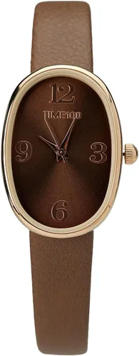 Vista 8 de TIME100 Reloj ovalado para mujer y pulsera acentuada con cristal de primera calidad, correa de cuero