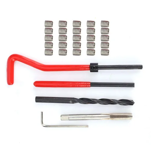 Vista 8 de Kit de reparación de roscas de 30 piezas, M6 x 1 (longitud 2D) de acero inoxidable torcido, herramienta de inserción roscada, kit de reparación