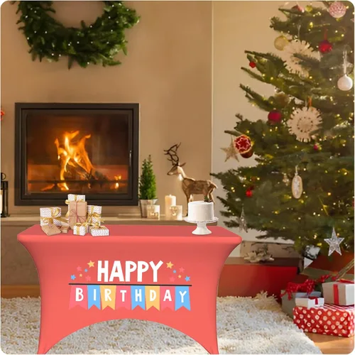 Vista 5 de Mantel personalizado con texto del logotipo de la empresa, mantel de elastano elástico personalizado para eventos de ferias comerciales, mantel