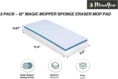 Vista 2 de Magic Mopper - Almohadilla de esponja para mopa Compatible con Swiffer Wet Jet y mopas húmedas de 12 pulgadas Almohadilla de esponja mágica