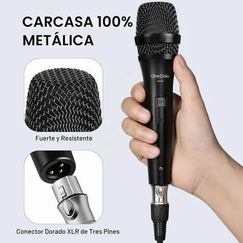 Vista 7 de OneOdio Micrófono dinámico con cable ON55 para cantar, cable XLR de 16.4