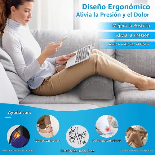 Vista 2 de USHMA Almohada inflable, almohada de media luna para piernas, rodillas, espalda baja y cabeza Almohada semi enrollable para cama, dormir