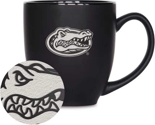 Vista 91 de Rico Industries - Taza de cerámica mate negra con grabado láser estándar de 15oz para NCAA (escuelas T & U) - Para bebidas calientes o frías