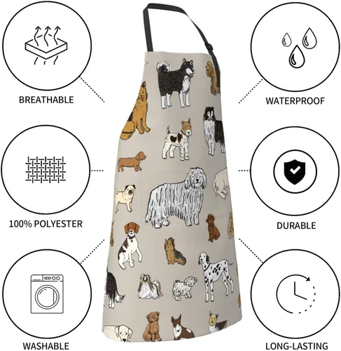 Vista 5 de Perinsto Delantal Impermeable para Mascotas Perros Gatos Animales Lindos con Babero para Aseo Cocina Horneado Pintura Jardinería