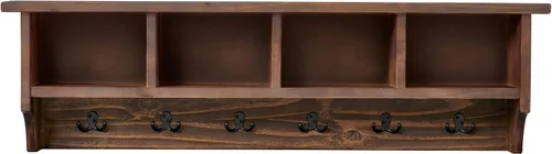 Vista 7 de Alaterre Furniture Perchero Industrial Pomona de 48 Pulgadas Montado en Pared con 6 Ganchos Resistentes y 4 Compartimentos Abiertos, Organizador