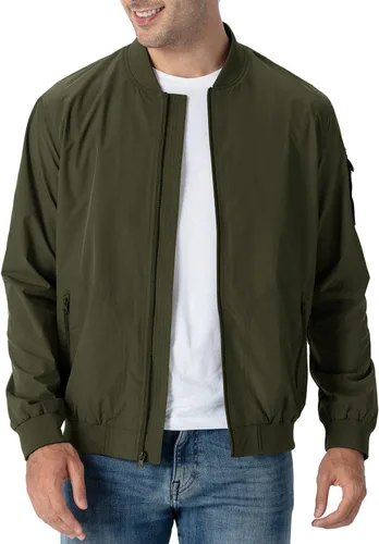 Vista 27 de Rdruko Chaqueta Bomber Ligera para Hombre Cazadora Cortavientos Casual Elegante a la Moda