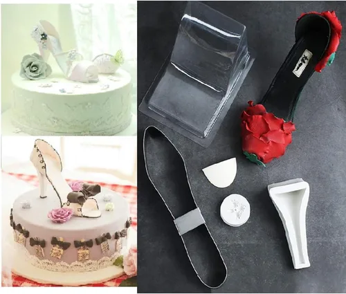 Vista 3 de FOUR-C Moldes de silicona para dulces de fondant de flores, moldes de chocolate, proyectos de manualidades de arcilla polimérica y moldes de Zapato