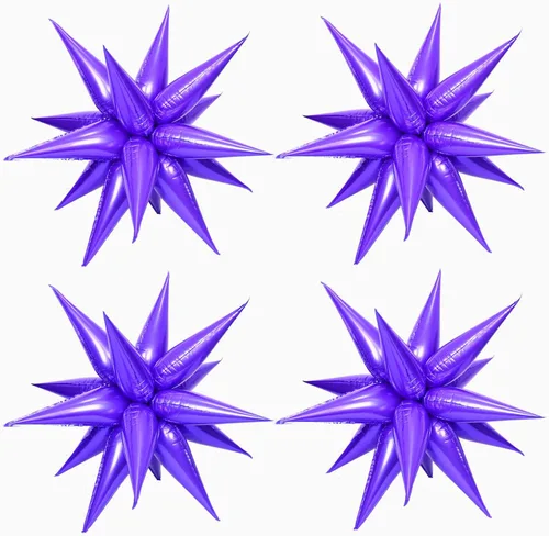 Vista 15 de 50 globos de aluminio negro con forma de cono de estrella grande de 26 pulgadas, globos de Mylar de estrella de explosión negra de 12 puntos 3D
