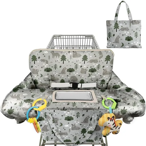 Vista 8 de Funda negra para carrito de compras para bebé, funda para silla alta 2 en 1, con arnés de seguridad, multifuncional, patrón de perro, fundas