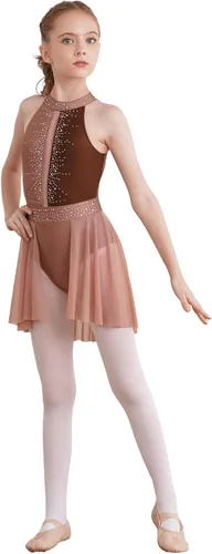 Vista 38 de CHICTRY Kids Girls Sparkly Rhinestone Ballet Gymnastics Leotards Modern Lyrical Dance Costume