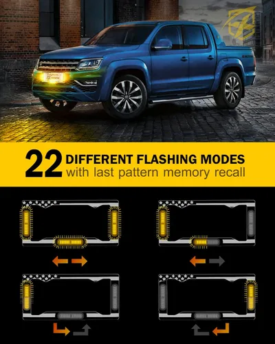 Vista 3 de Xprite Luz estroboscópica de matrícula de 36 LED, luces estroboscópicas delanteras/traseras con bandera de EE. UU., 22 modos de parpadeo, luz