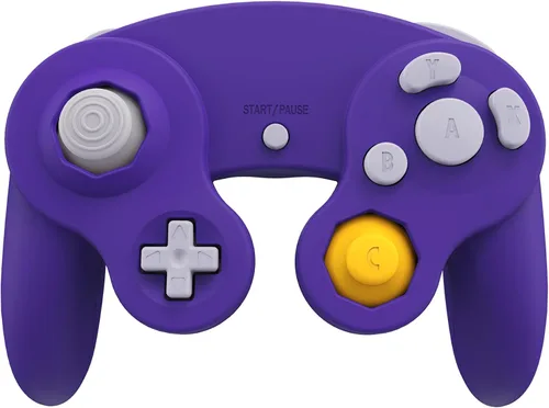 Vista 5 de eXtremeRate Placa frontal morada para Nintendo Gamecube Controller, cubierta de repuesto de agarre suave al tacto con botones para controlador