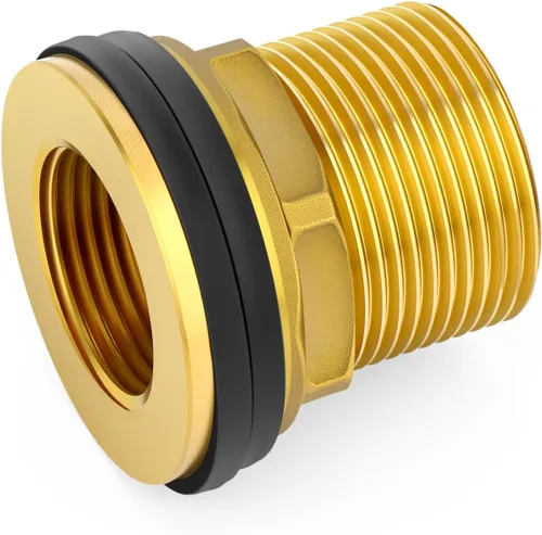 Vista 7 de 1 conector de tanque de agua de latón, 1 pulgada NPT hembra 1-1/4 pulgadas NPT macho, adaptador de tanque de mamparo, con anillo de goma