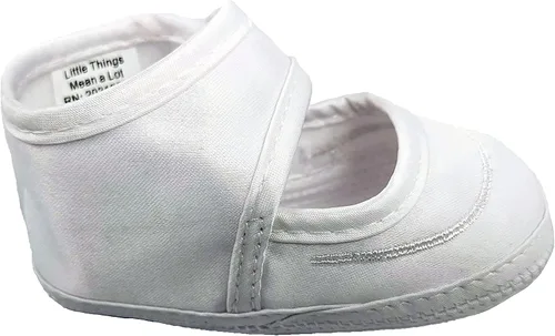 Vista 5 de Zapato de bautizo de satén para niñas con cruz celta y roseta