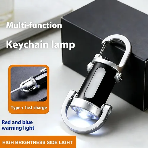 Vista 5 de 2 mini linternas de llavero, linterna recargable USB brillante portátil con múltiples modos de luz impermeables para senderismo, campamento, caminar