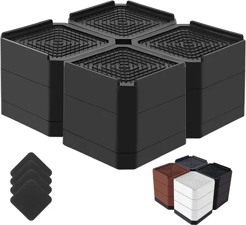 Vista 16 de Elevadores de cama resistentes, bloques elevadores de muebles ajustables de 1.5, 3, 4.3 pulgadas para patas de sofá, mesa, escritorio, refrigerador