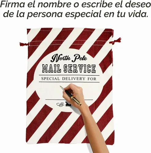 Vista 4 de LessMo - Saco de Navidad para Papá Noel, Bolsa de regalo de Navidad grande con cordón, reutilizable, personalizada para el almacenamiento de Estilo 1