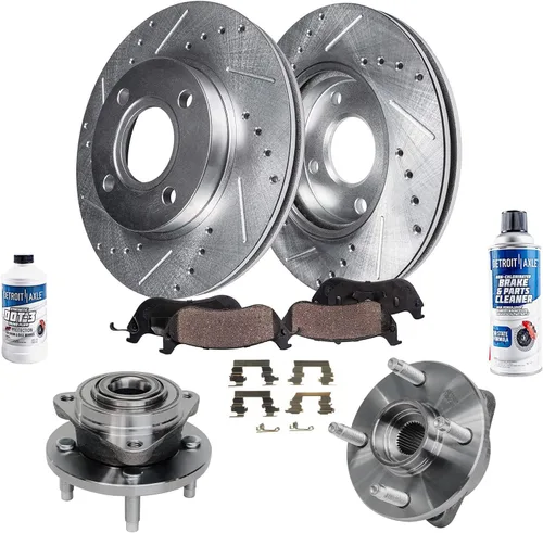 Vista 63 de Detroit Axle - Rotores de freno para Ford 2013-2019 Explorer Taurus Flex Lincoln MKT MKS, rotores de freno de disco ranurados perforados de repuesto