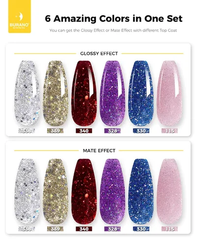 Vista 6 de BURANO - Kit de uñas de gel con extensión de poliacrilato, set de gel constructor de uñas de poliacrilato de 6 colores para principiantes