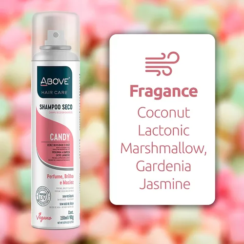 Vista 2 de ABOVE Champú seco, caramelo, 3.17 oz - Champú voluminizador - Absorbe el exceso de aceite - Con frutas rojas y notas de malvavisco - Sin parabenos