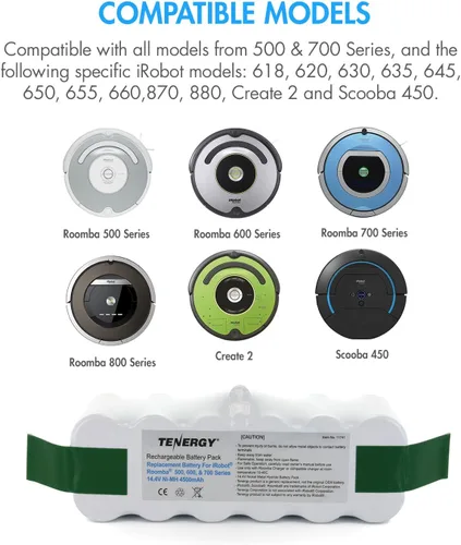 Vista 3 de Batería de repuesto Tenergy para iRobot 500