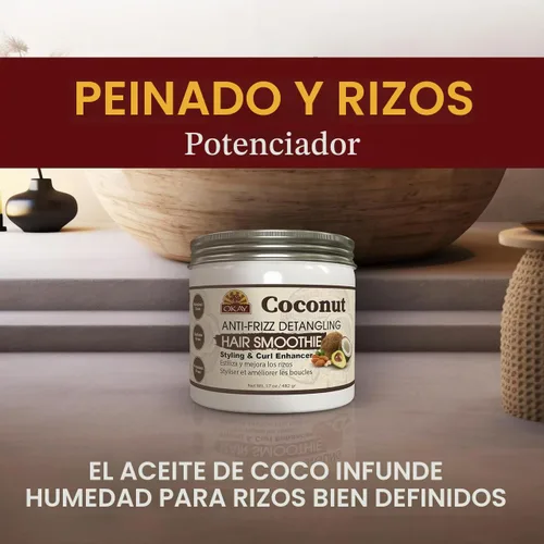 Vista 6 de Okay Batido desenredante de coco antiencrespamiento para el cabello, 17 onzas, blanco, 17 onzas