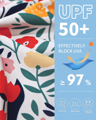 Vista 4 de WOWENY Camiseta de natación de manga larga UPF 50+ para mujer, con agujeros para el pulgar, protección solar UV, traje de baño sin parte inferior ni