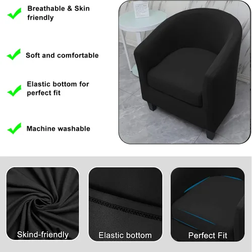 Vista 4 de WOMACO 2 fundas para silla de club, fundas elásticas impresas para sillón y bañera redonda con funda de cojín, parte inferior elástica, protector