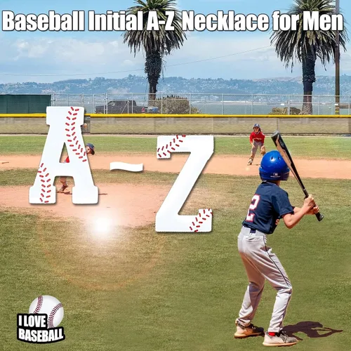 Vista 2 de Initial Necklace for Men Stainless Steel A-Z Letter Necklace Cuban Link Chain 18+2 Inch Personalized Baseball Football Soccer Basketball