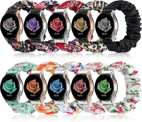 Vista 8 de Compatible con Samsung Galaxy Watch 7/6/5/4/Active 2/FE - Correas de 40 mm/44 mm, Correa Scrunchie de liberación rápida de 20 mm - Correas elásticas
