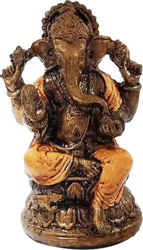 Vista 15 de Ganesha - Cabeza de elefante y cuerpo humano que elimina obstáculos del camino de uno, decoración de dormitorio, oficina en casa, estatua Rojo