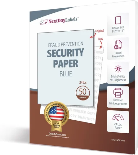 Vista 4 de NextDayLabels Papel de seguridad azul marca de agua no autorizado - Caja