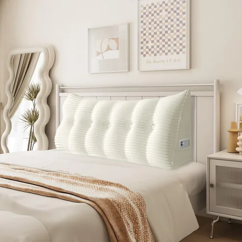 Vista 20 de Almohada de cuña para sentarse en la cama, almohada de lectura para adultos, soporte para respaldo, almohada de cabecero, sofá cama, cojín de Negro