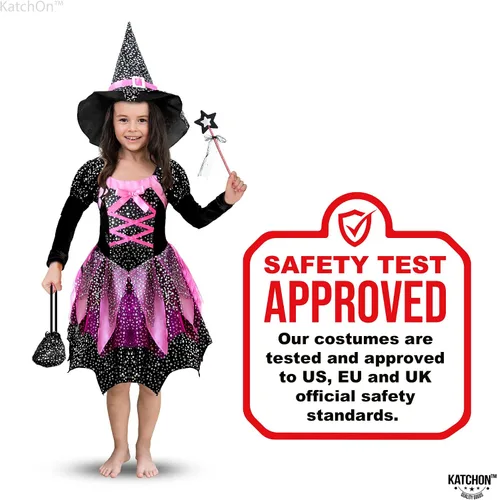 Vista 9 de Katchon, Black and Purple Witch Costume for Girls - Halloween Costumes for Kids Girls Witch Costume for Halloween Cosplay