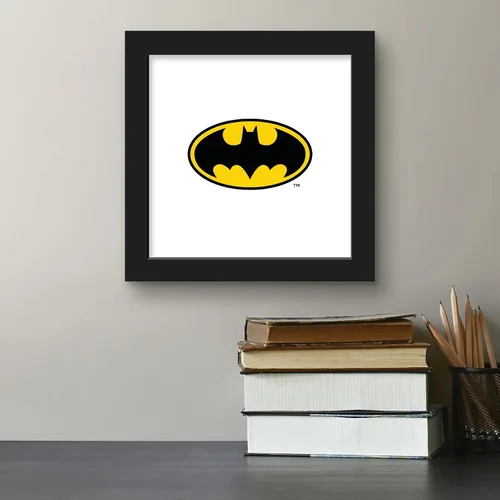 Vista 4 de Trends International Gallery Pops DC Comics Batman - Póster de pared con símbolo de Batman, 12 x 12 pulgadas, versión enmarcada en negro