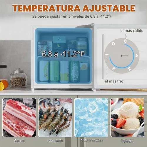Vista 3 de HOMCOM - Congelador mini de mostrador, congelador vertical compacto de 1.1 pies cúbicos con estantes removibles, puerta reversible para el hogar
