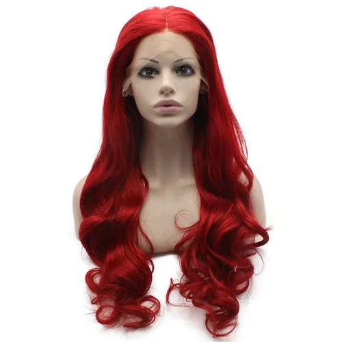Vista 6 de Mxangel Peluca larga ondulada con encaje frontal sintético negro verde degradado para fiesta de cosplay
