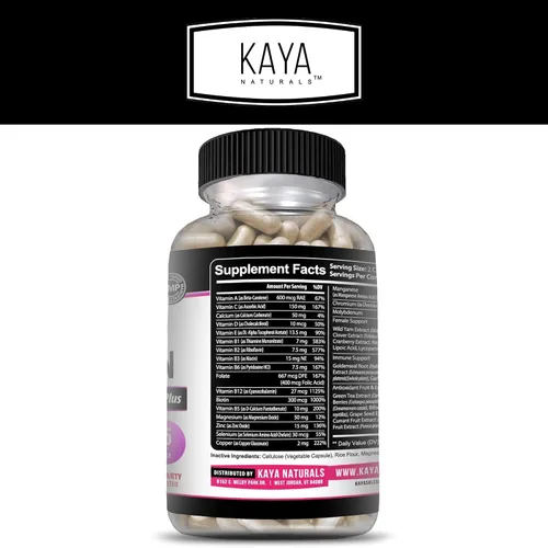 Vista 2 de Kaya Naturals Multivitamínico, antioxidante saludable en general y apoyo inmunológico, vitaminas A, D, C, E, biotina, ácido fólico y multimineral