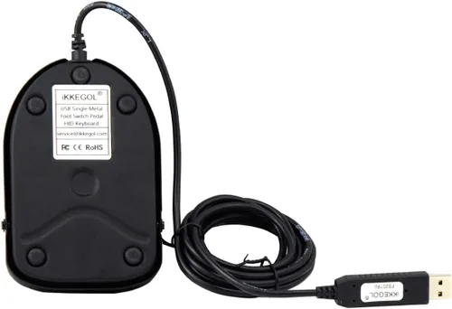 Vista 7 de iKKEGOL Interruptor de pedal USB para juegos, metal negro único HID acción programable digital control de mano teclado mouse con alfombrilla de goma