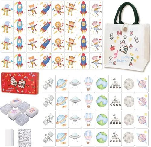 Vista 13 de Vita Mahjong - Juego de azulejos de 65 piezas, juego de mesa para 2 Panda y oso pardo